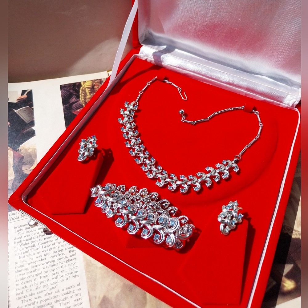 Coro Silver and Blue Vintage Set